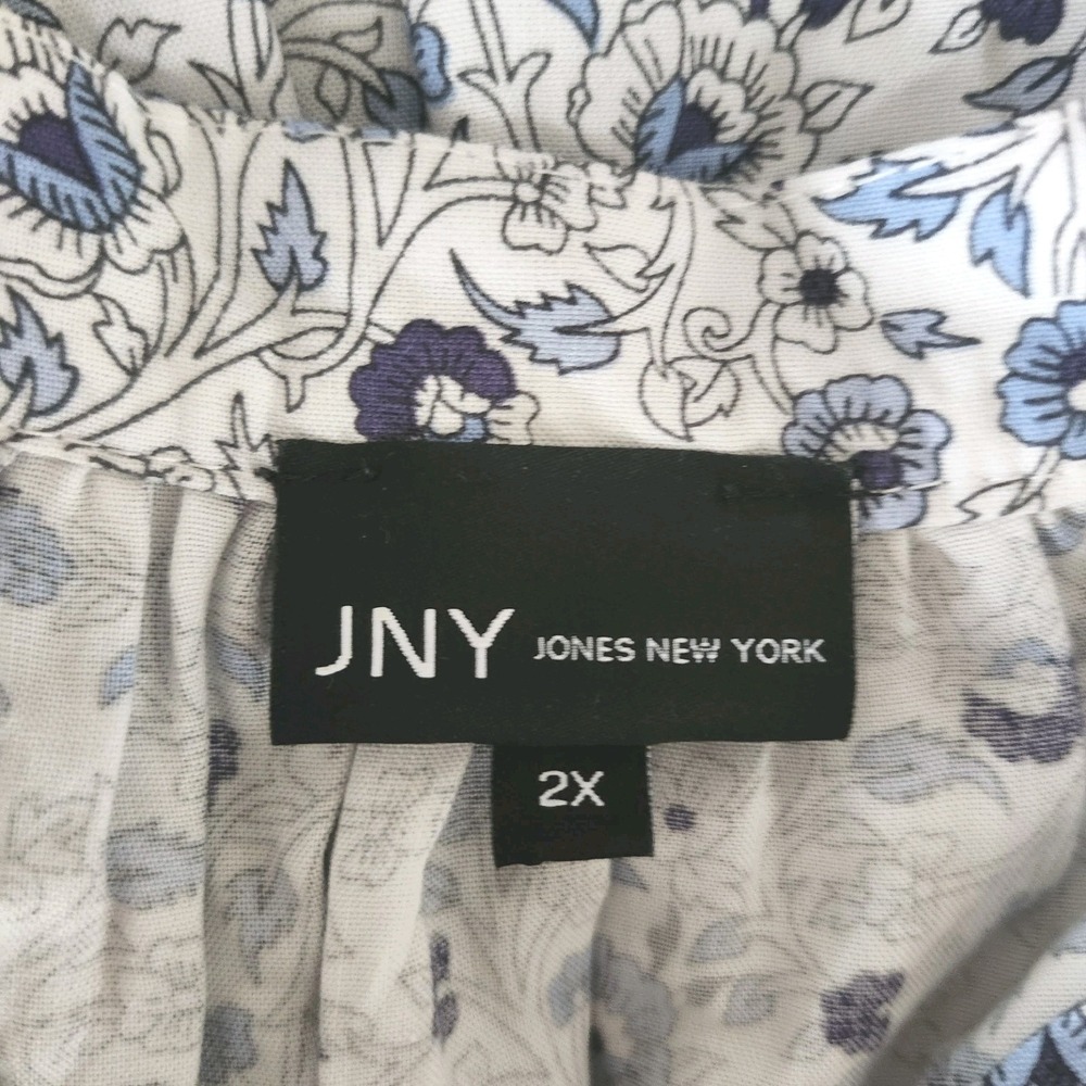 JNY Jones New York Womens 2X Floral Flutter Sleeve V Neck Top Blouse Shirt - Picture 5 of 5
